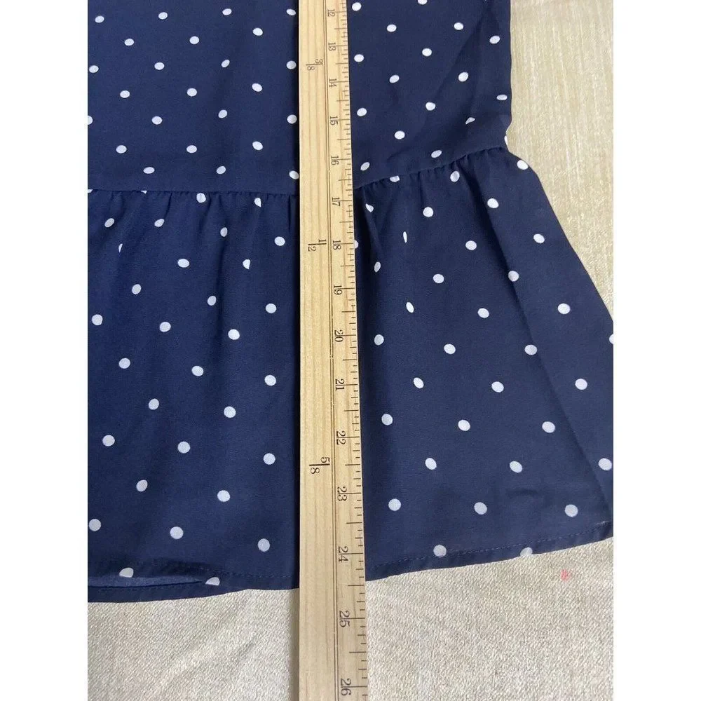 S. OLIVER BLACK LABEL Women's  Blue Polka Dot  Riffle Blouse Top Shirt Size 10 - Picture 4 of 8